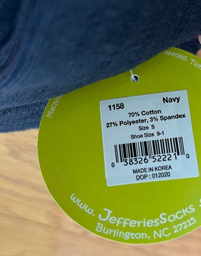 NEW Jefferies Socks Kids' Cotton Ribbed Uniform Crew Socks Navy 1158 SIZE 9-1 - Picture 3 of 4