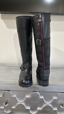 Women’s Harley Davidson Black Harness Boot With Contrasting Red Zipper Sz 9
