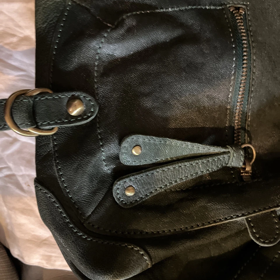 Bolso de Hombro Hobo Mujer Sorial Nueva York Cuero Verde Bolso Boho Flecos Borlas Foto 4 de 4