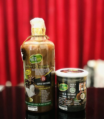 Veet Gold Coffee & Coconut Super Whitening Scrub & Duschgel Bio 1000ml X2