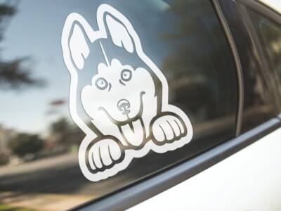 #ad #ad Husky Peeking Car Truck Window Sticker Dog Lover Decal Vehicle Accessories Decor $4.91