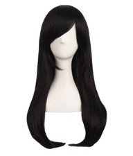 24 Inch/60cm Side Bangs Stylish Long Great Wavy Curly Cosplay Party Wig Black 