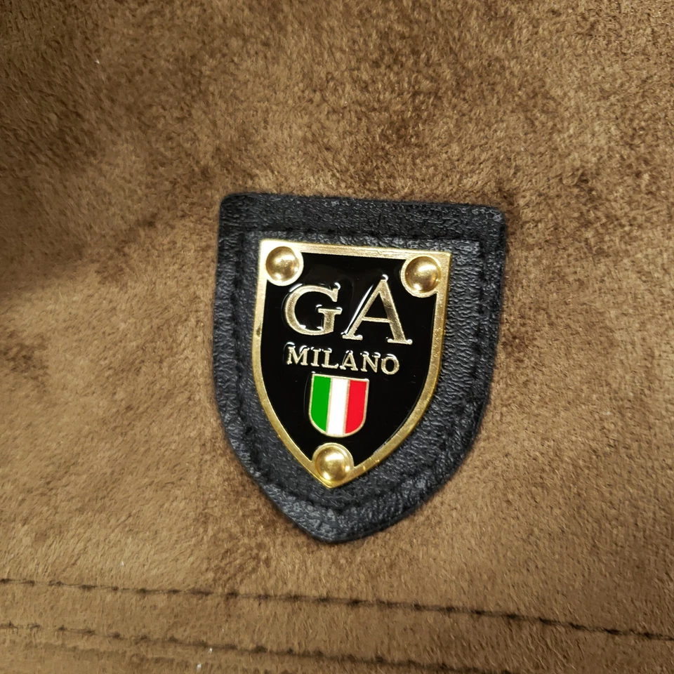 Chaqueta de cuero de gamuza sintética hecha en Italia G. Milano marrón para hombre M forro de holograma M Foto 3 de 4
