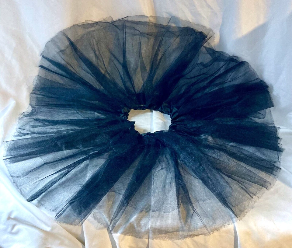 Falda tutú de tul negra para niños con cintura elástica satinada - 3 capas Foto 4 de 4