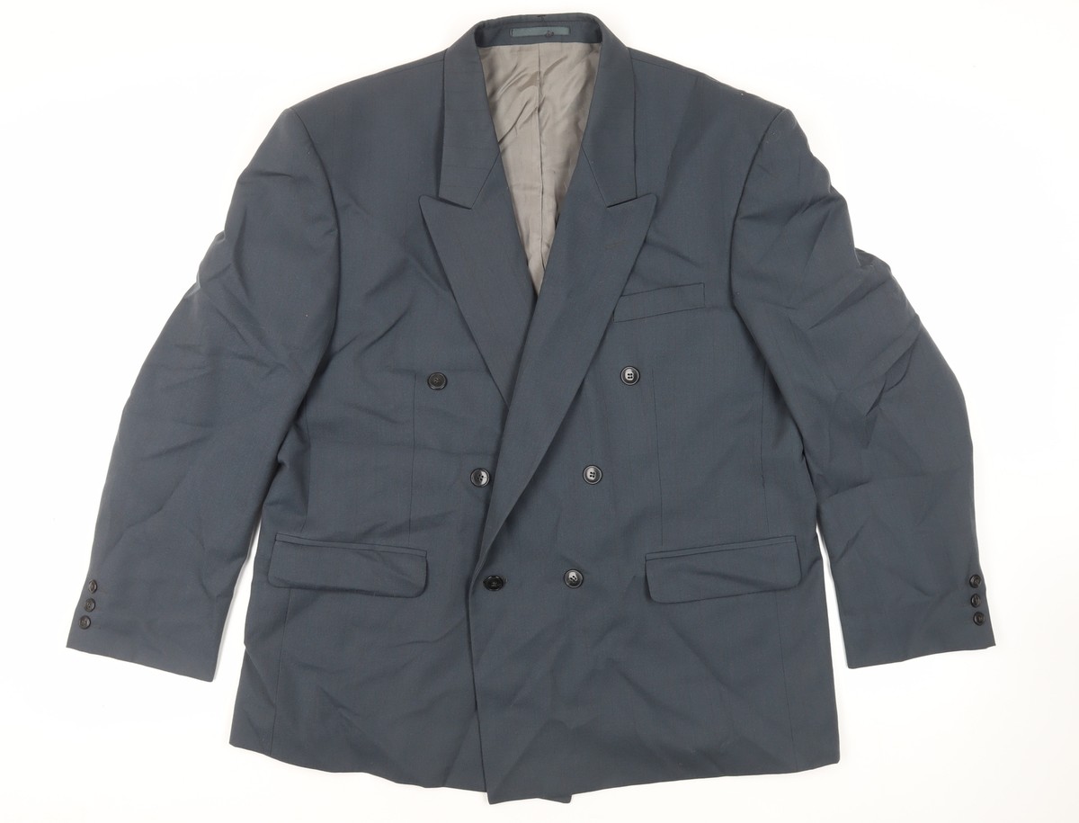 Sergio Rossi Mens Green Striped Polyester Jacket Suit Jacket Size 46 Regular