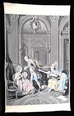 Vtg Scene Le Billet Doux Silk Weaved NICOLAS DELAUNAY Needlepoint Hand Stitched