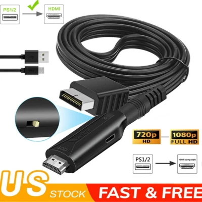 MTTZONE For Sony PS1/PS2 to HDMI Converter 1080p Game Console Audio Video Cable Adapter