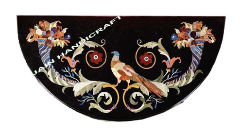 36" x 18" black Marble Corner console Table Top pietra dura inlay lapis stone - Picture 2 of 4