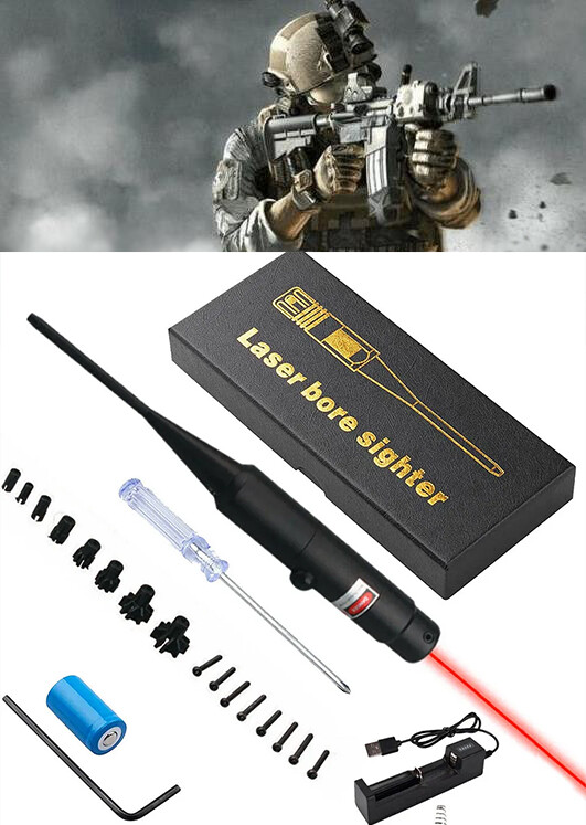 Red Laser Boresighter Kit For .177, .22, 12GA Caliber - Rifle & Handgun Sight Tool 3 thumbnail image