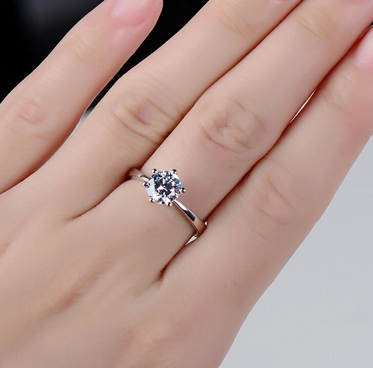 BENIAMINO Damen Verlobungsring 925er Sterling Silber Solitär Rhodiniert 18 K OVP - Bild 3 von 4