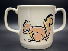 L. KATZENSTEIN Double Handled Child Mug Cup Deer Squirrel Made in England