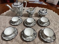 Servizio da caffe antico Bavaria in porcellana e decorazioni in argento, anni 50