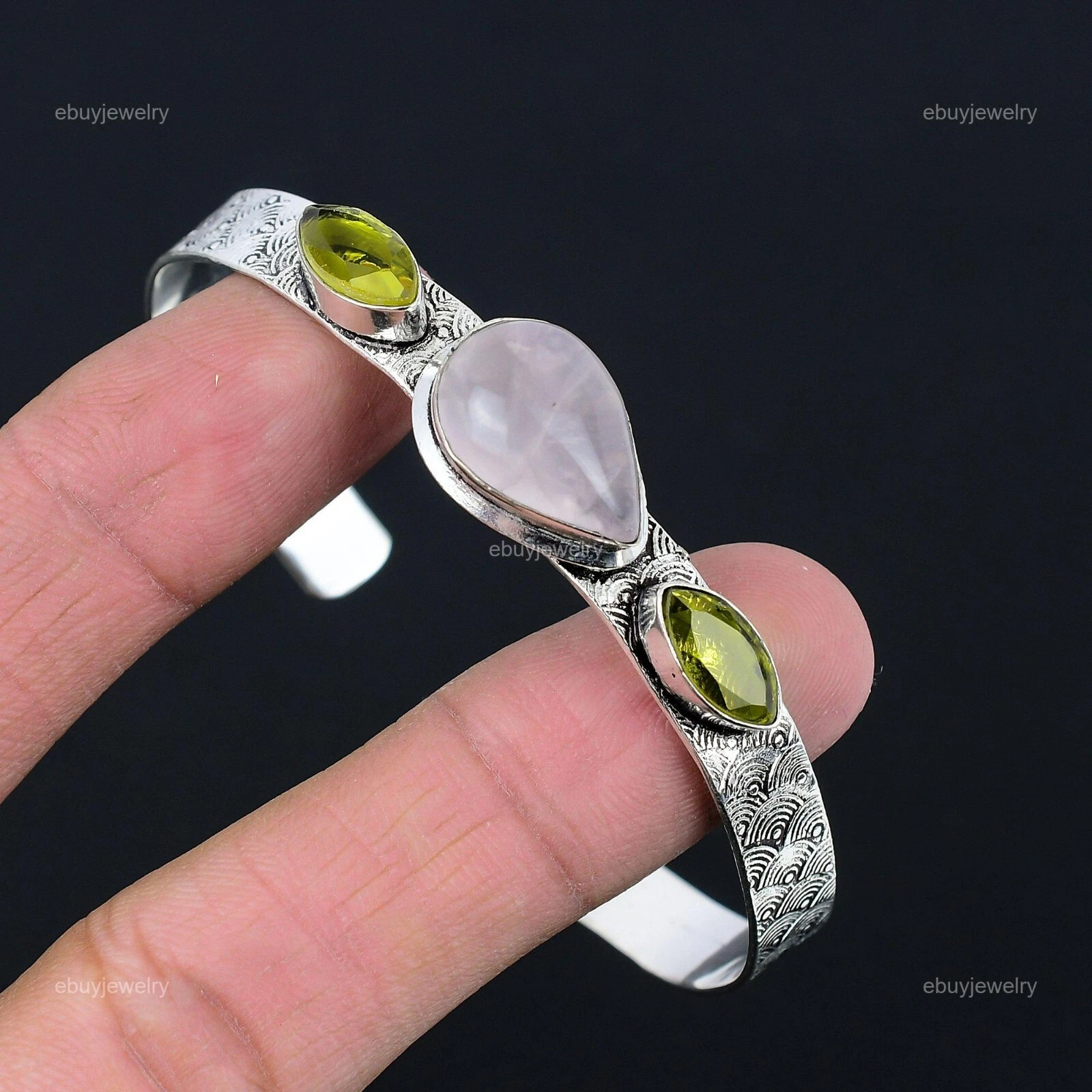 VALENTINO Bracciale Pietra Preziosa Quarzo Rosa Naturale Argento Sterling 925 Regolabile Per Ragazze