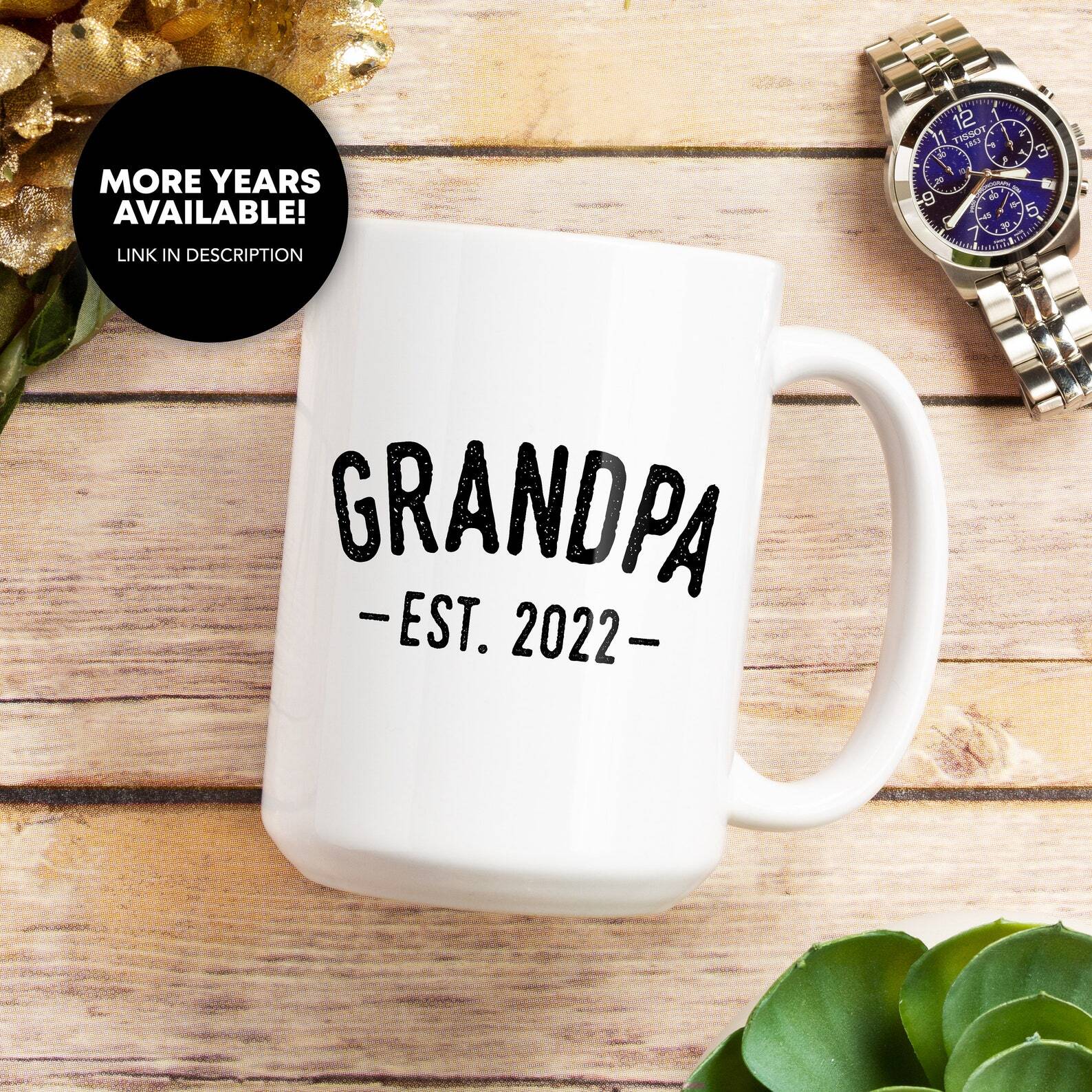 Grandpa Est 2022 Coffee Mug Promoted To Grandpa Grandfather 2022 Grandpa To Be
