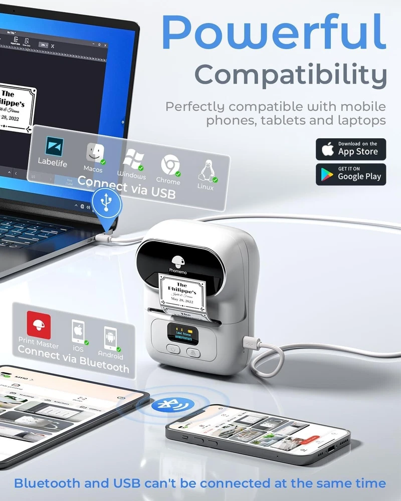 Bluetooth Portable Label Maker with OCR for Clothing & Food Labels