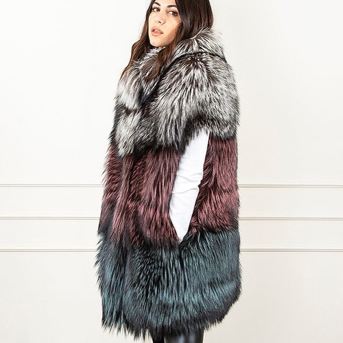 Winter Fashion Women Real Silver Fox Fur Vests Coat Genuine Warm Gilet Waistcoat - Picture 3 of 3