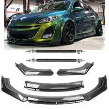 Front Bumper Lip Body Kit Spoiler For Mazda 3 Carbon Fiber Black
