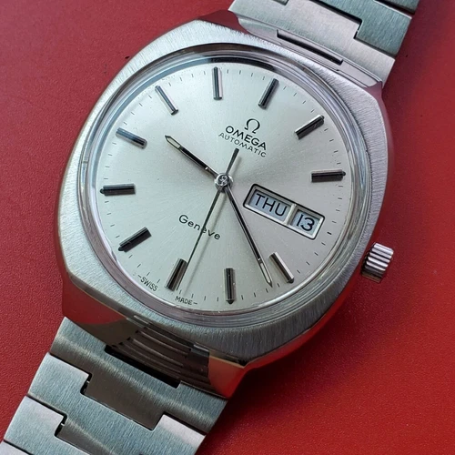VINTAGE  1979  MEN  OMEGA  GENEVE   CAL 1020   AUTOMATIC   DAY  DATE  SERVICED