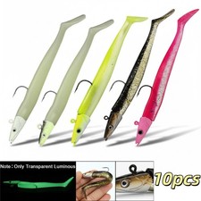 10pcs Saltwater Sandeel Lures for Bass Wrasse Cod Pollock Sea Fishing Tackle 16g