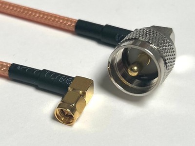 RG400 PL-259 UHF Male Angle to SMA Male Angle Double Shield Coax PICK LENGTH Lot