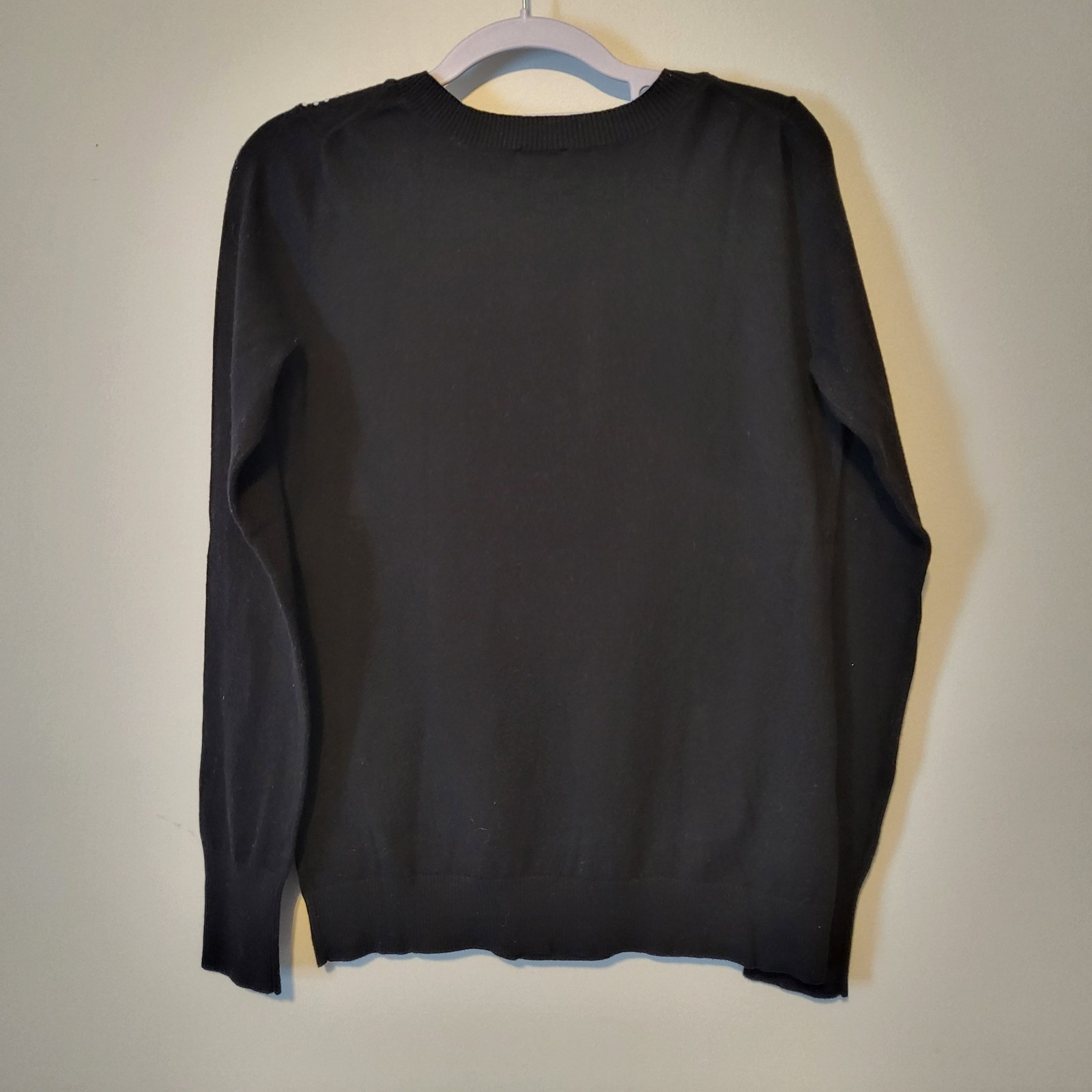 Express Medium Sequin Sweater Black Rhinestone Bl… - image 3