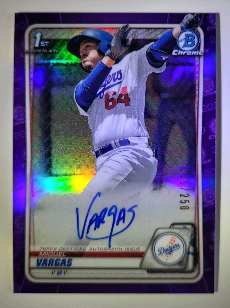 2020 Bowman Chrome Miguel Vargas Purple Refractor Auto #'d /250 White Sox 
