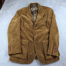 Vintage Polo Ralph Lauren Sport Coat Mens L Brown Blazer Wide Wale Hunting Strap