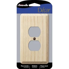 Amerelle 401D Unfinished Ash Wood Contemporary 1-Duplex Outlet Wallplate