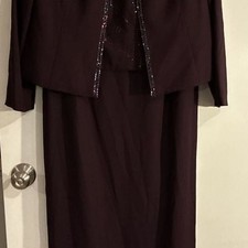 Karen Miller New York Plum Beaded Formal Dress and Jacket Suit Size 10