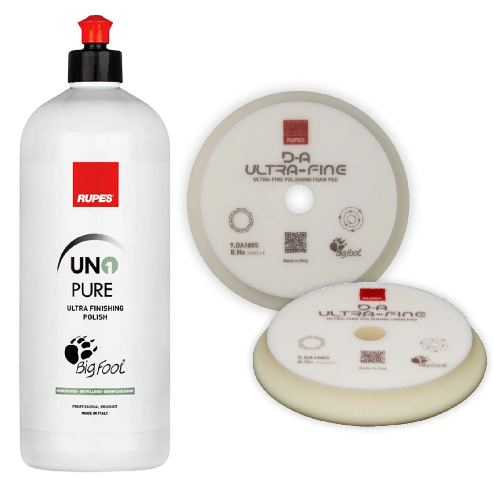 Kit Lucidatura Rupes UNO PURE 1000ml + Spugna 180 | Specchio Puro