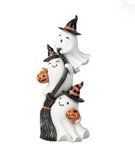Indoor Halloween Tabletop Decoration Stacked Ghost Pumpkin Table Decor 13" H NEW