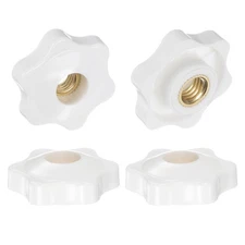 4pcs Star Knobs M8 Thread 32mm Head Through Hole Clamping Handles White