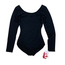 Capezio Black Long Sleeve Leotard Scoop Ballet Dance Lycra S NWT