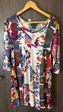 Fashion Fuse A-Line Dress Women's Large Multicolor Stretch Floral Long Sleeve