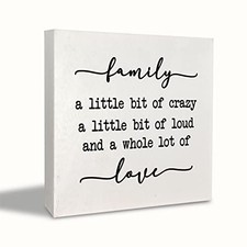 Family Signs for Home Decor Farmhouse Desk 5x5inch a Little Bit of -white
