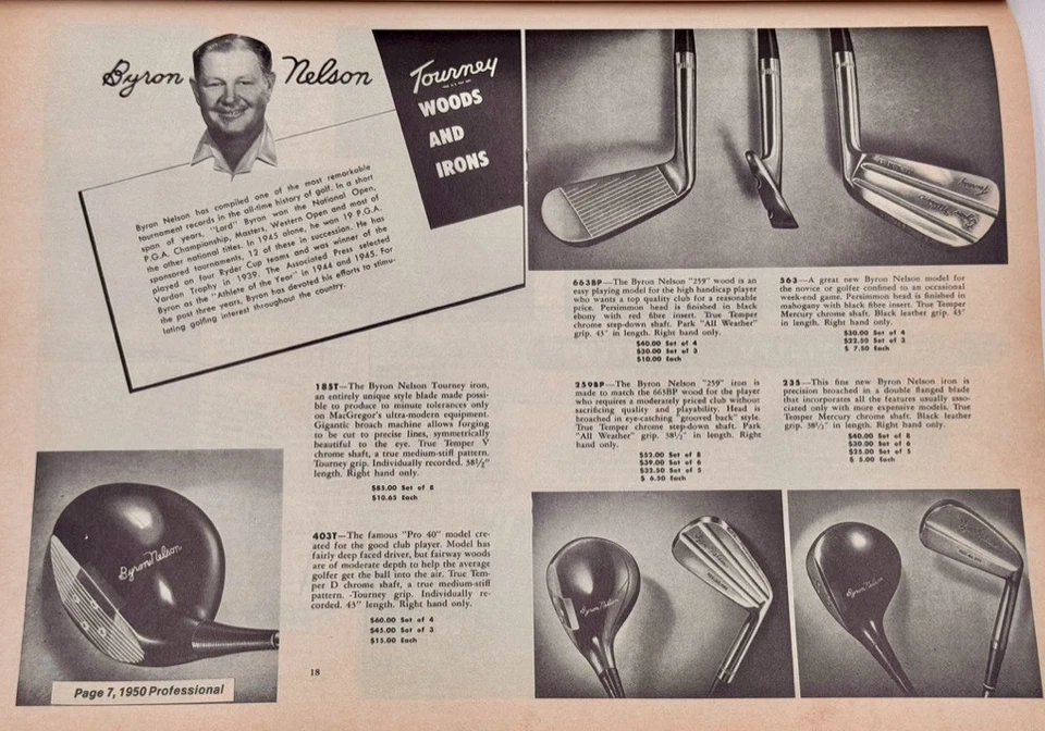 1950 年 MacGregor 高尔夫 Byron Nelson 663BP 型号 259 Persimmon (2) 木质右手钢 — 第 2/4 张图片