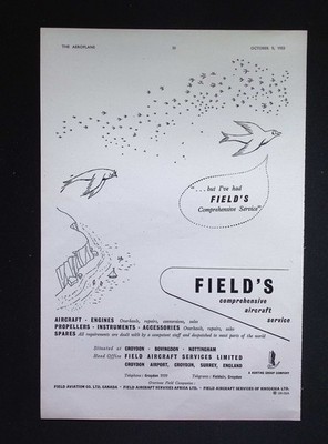 Original 1953 Anzeige Feldflugzeug Service Technik Wartung