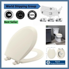 Round Biscuit Wood Toilet Seat with Easy Clean Hinges - Quick DIY Installation