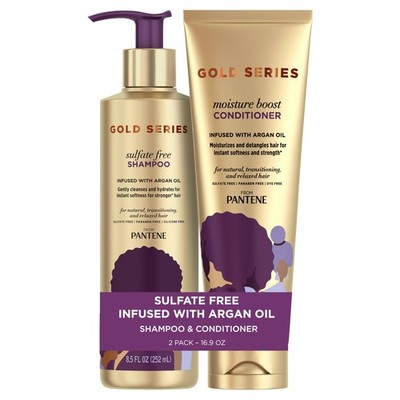 Pantene Shampoo and Sulfate Free Conditioner Kit, with Argan Oil, Pro-V Gold ...