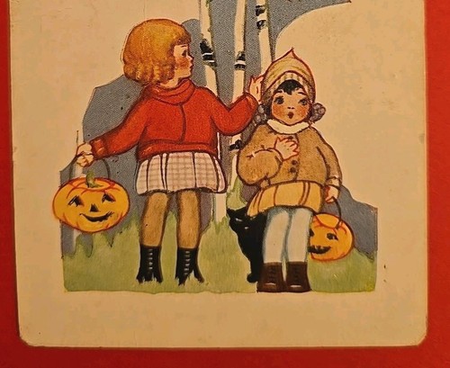 Antique Halloween Postcard, Sweet Image Of Children, Early And Uncommon USA - Picture 3 of 6