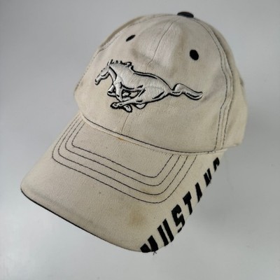 Ford Mustang Hat Baseball Cap Men's Adjustable Cream Beige 100% Cotton Licensed