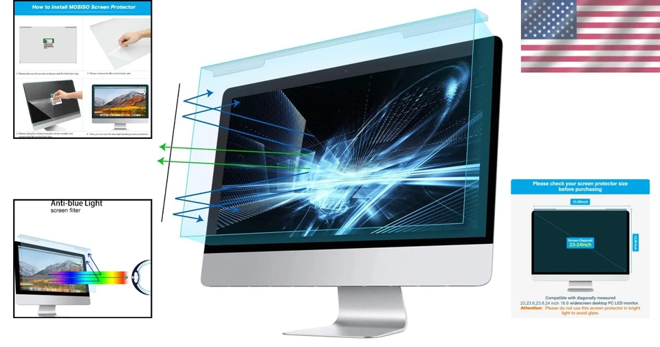 Ultra-Thin 24 Inch Anti-UV Screen Protector - Clarity & Comfort for Monitors - Image 2 of 4