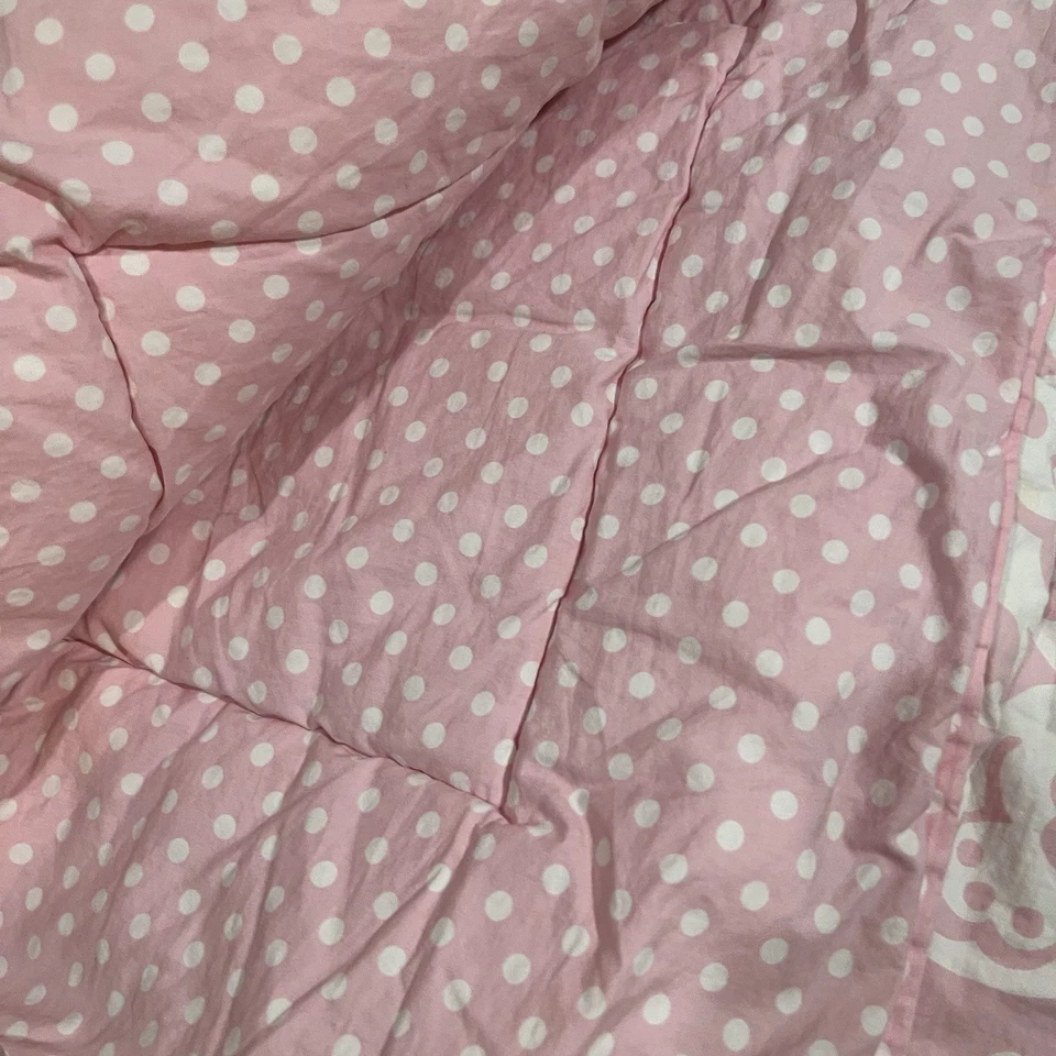 Pottery Barn Kids Pink Butterfly Loft Twin Comforter Polka Dots White Floral - Image 3 of 4