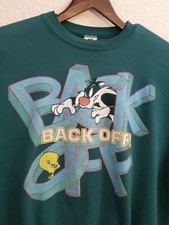 Vtg 90s Looney Tunes Tweety Bird Back Off Sweatshirt Larg-Green 1997 Unisex/Read