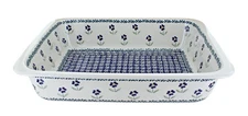 Blue Rose Polish Pottery Blue Daisy Large Rectangular Baker