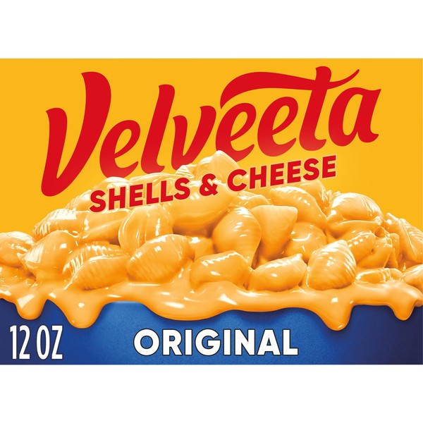 Mac de queso y conchas de velveeta, 1 caja, para lados fáciles de cenar o cenar, original...