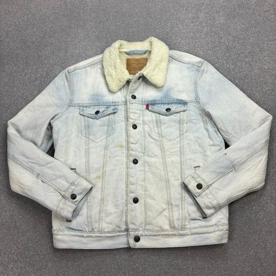 Levis Jeansjacke Erwachsene mittelblau Sherpa gefüttert Red Tab Trucker Fleece Herren*