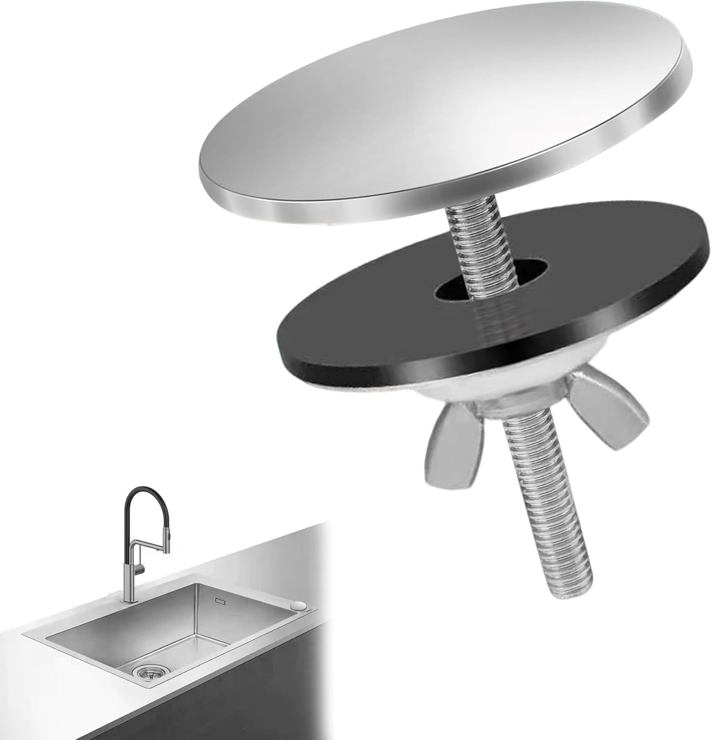Stainless Steel Sink Hole Cover 6cm Tap Blanking Plug Stopper Silver