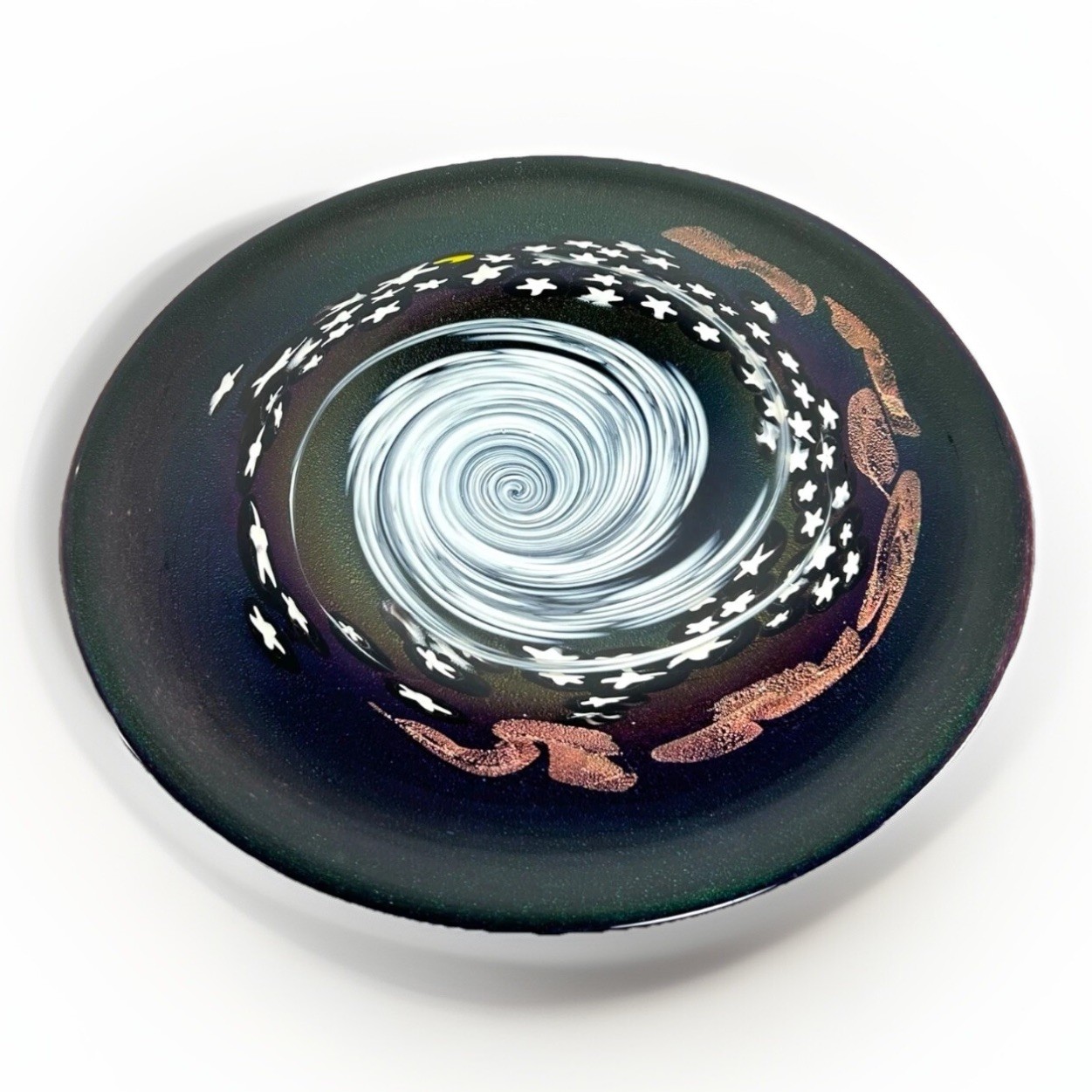 Robert Held Waterford Hand Blown Galaxy Universe Glass Pedestal Centerpiece