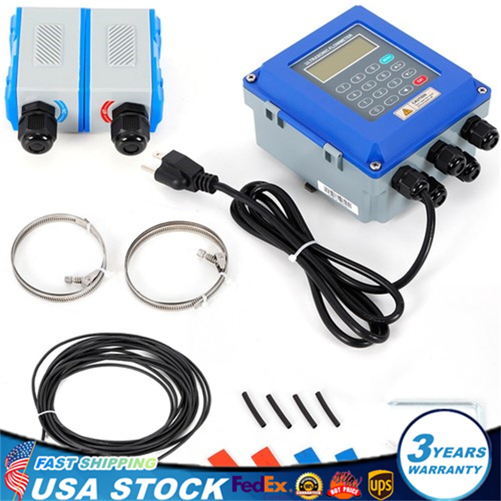 Ultrasonic Flow Meter Flowmeter Liquid Flow Meter IP67 with Clamp-on Transducers